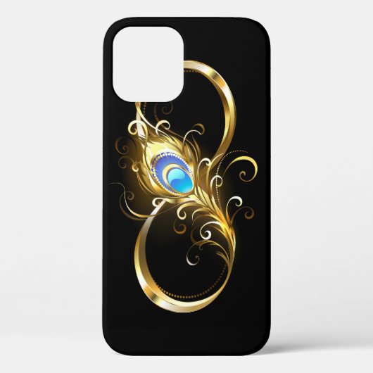 Coques Case-Mate iPhone Infinité avec plume de paon doré (Verso)