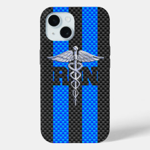 Coque Pour iPhone 15 Infirmière inscrite RN Silver Caduceus