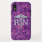 Coques Case-Mate iPhone Infirmière inscrite RN Silver Caduceus Fuchsia Cam (Dos)