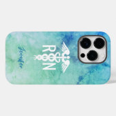 Coques Case-Mate iPhone Infirmière personnalisée RN Aqua Blue Marble (Verso (horizontal))