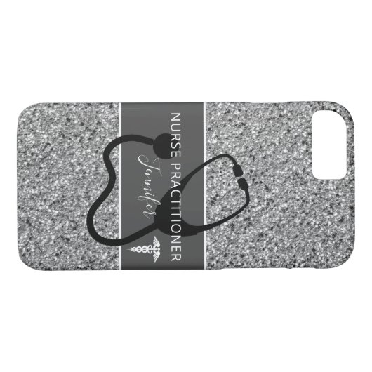 Coques Case-Mate iPhone Infirmière Praticien Parties scintillant Argent Pe (Dos (Horizontal))