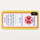 Coques Case-Mate iPhone Informations d'alerte diabétique d'urgence Médical (Dos (Horizontal))