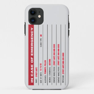 Case-Mate iPhone Case Informations d'urgence avec texte ajouté