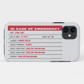 Coques Case-Mate iPhone Informations d'urgence avec texte ajouté (Dos (Horizontal))