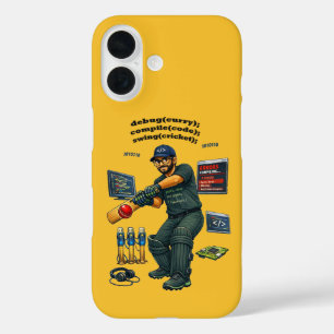 Coques iPhone 16 Ingénieur logiciel indien codeur jouant au cricket