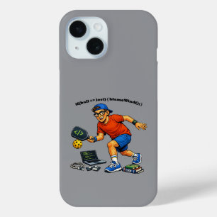 Coque Pour iPhone 15 Ingénieur logiciel jouant au pickleball avec une r