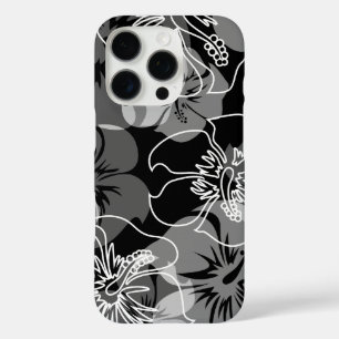 Coques iPhone 16 Pro Iniki Point Hawaïen Hibiscus Floral Noir