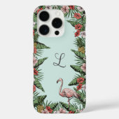 Coques Case-Mate iPhone Initial flamant rose tropical dessiné à la main (Verso)