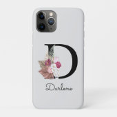 Coques Case-Mate iPhone Initiale D Monogramme Boho Rose Floral (Dos)