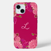 Coques Case-Mate iPhone Initiale florale magenta (Verso)
