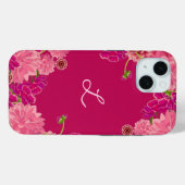 Coques Case-Mate iPhone Initiale florale magenta (Verso (horizontal))