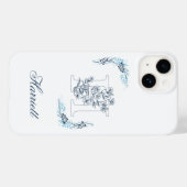 Coques Case-Mate iPhone Initiale "H" Monogramme bleu Calme Floral (Verso (horizontal))