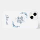 Coques Case-Mate iPhone Initiale "J" Monogramme bleu Calme Floral (Verso (horizontal))