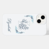 Coques Case-Mate iPhone Initiale "L" Monogramme bleu Calme Floral (Verso (horizontal))