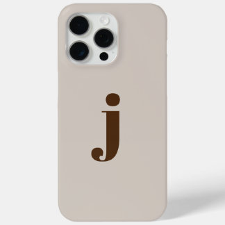 Coque iPhone 15 Pro Max Initiale moderne simple Monogramme Beige