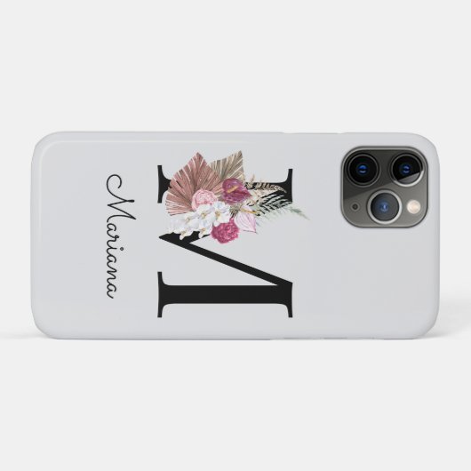Coques Case-Mate iPhone Initiale Monogrammée M Floral Bohème Rose (Dos (Horizontal))
