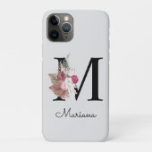 Coques Case-Mate iPhone Initiale Monogrammée M Floral Bohème Rose (Dos)