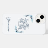 Coques Case-Mate iPhone Initiale "Y" Monogramme bleu Calme Floral (Verso (horizontal))