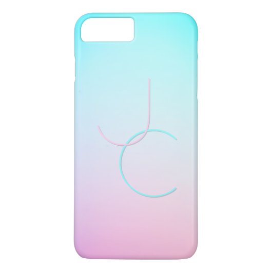 Coques Case-Mate iPhone Initiales 2 superposées modernes | Turquoise Rose (Dos)