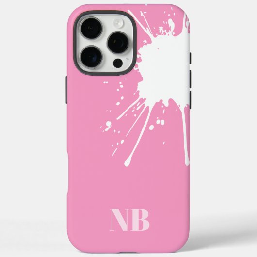 Coques Case-Mate iPhone initiales abstraites de nom de monogramme rose et (Verso)