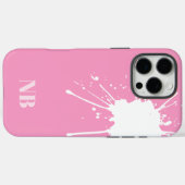 Coques Case-Mate iPhone initiales abstraites de nom de monogramme rose et (Verso (horizontal))