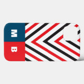 Coques Case-Mate iPhone Initiales chevron cool en rouge, noir et bleu chic (Verso (horizontal))