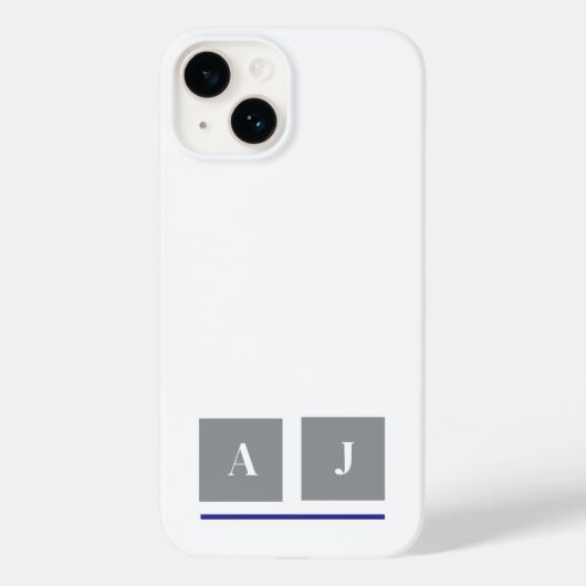 Coques Case-Mate iPhone Initiales classiques grises et blanches (Verso)