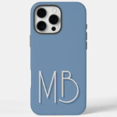 Coques Case-Mate iPhone Initiales contemporaines en gris bleu (Verso)