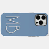 Coques Case-Mate iPhone Initiales contemporaines en gris bleu (Verso (horizontal))