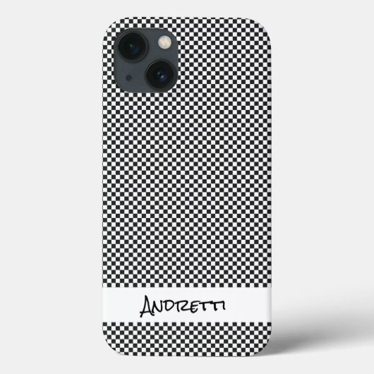 Coques Case-Mate iPhone Initiales de chèque blanc noir classique Nom Cours (Verso)