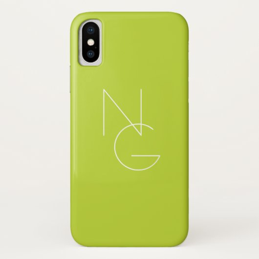 Coques Case-Mate iPhone Initiales de chevauchement modernes 2 | Lime vert (Dos)