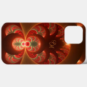 Coques Case-Mate iPhone Initiales de l'art fractal orange rouge abstrait l (Verso (horizontal))