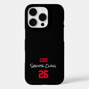 Coques iPhone 16 Pro Initiales de l'école SENIOR classe année de classe