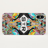 Coques Case-Mate iPhone Initiales de monogramme abstrait dessiné à la main (Dos (Horizontal))