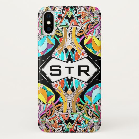 Coques Case-Mate iPhone Initiales de monogramme abstrait dessiné à la main (Dos)
