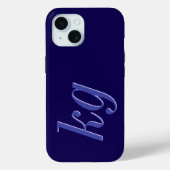 Coques Case-Mate iPhone Initiales de monogramme bleu élégant moderne (Verso)