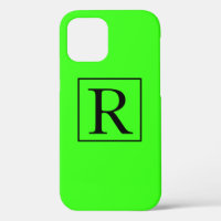Initiales de monogramme brillant vert néon