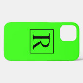 Coques Case-Mate iPhone Initiales de monogramme brillant vert néon (Verso (horizontal))