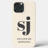 Coques Case-Mate iPhone Initiales de monogramme crème élégantes (Verso)
