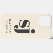 Coques Case-Mate iPhone Initiales de monogramme crème élégantes (Verso (horizontal))