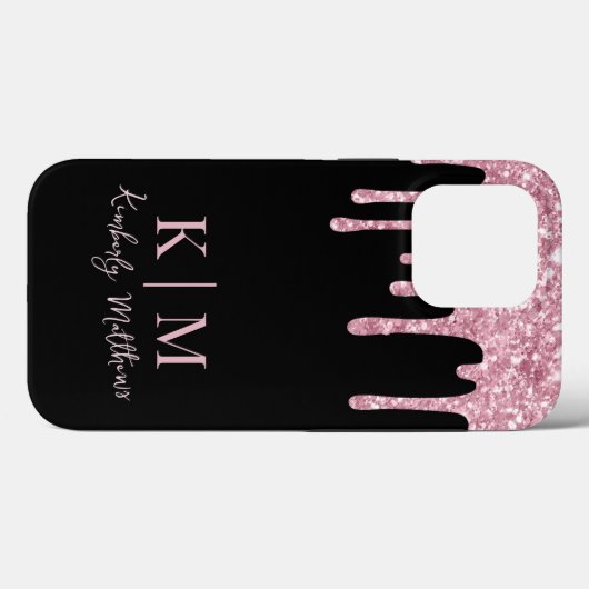 Coques Case-Mate iPhone Initiales de monogramme de Parties scintillant ros (Verso (horizontal))