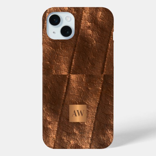 Coques Case-Mate iPhone Initiales de monogramme fausse feuille métallique  (Verso)