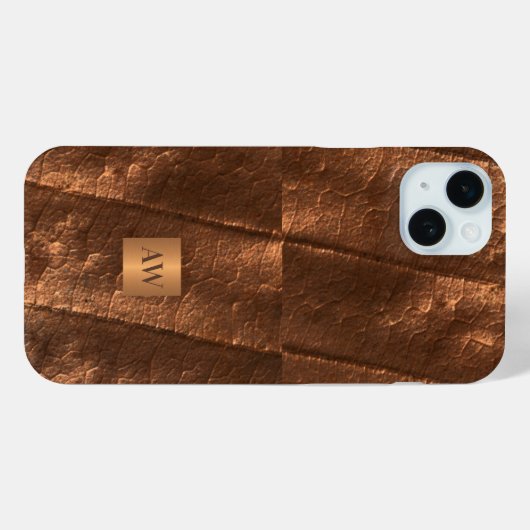 Coques Case-Mate iPhone Initiales de monogramme fausse feuille métallique (Verso (horizontal))