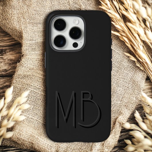 Coques Case-Mate iPhone Initiales de Monogramme Noir Moderne Contemporain
