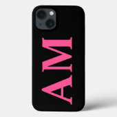 Coques Case-Mate iPhone Initiales de Monogramme noir rose chaud moderne  (Verso)