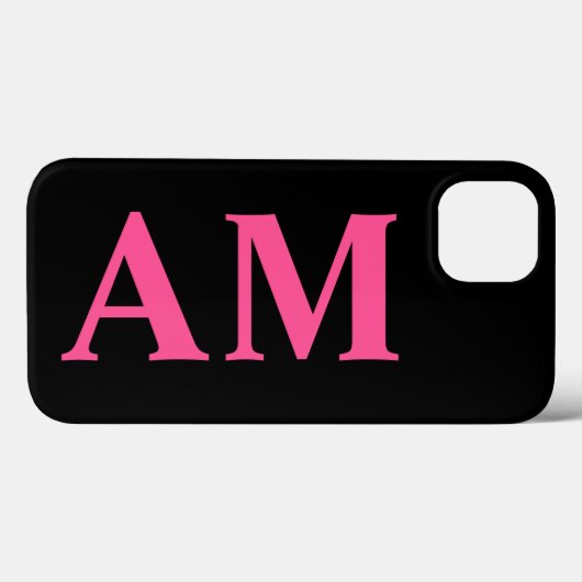 Coques Case-Mate iPhone Initiales de Monogramme noir rose chaud moderne  (Verso (horizontal))