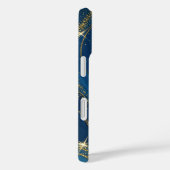 Coques Case-Mate iPhone Initiales de monogramme paillettes bleues or (Verso / Droite)