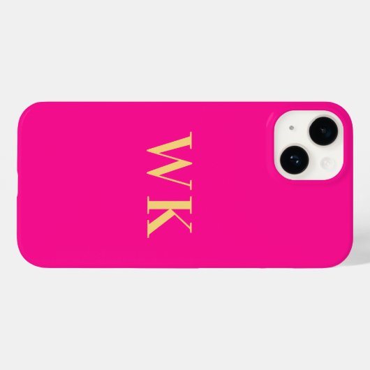 Coques Case-Mate iPhone Initiales de monogramme rose chaud (Verso (horizontal))