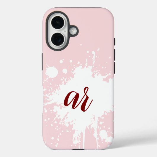 Coques Case-Mate iPhone Initiales de monogramme Rose Poudré Éclaboussure B (Verso)