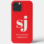 Coques Case-Mate iPhone Initiales de monogramme rouge élégant et lumineux  (Verso)